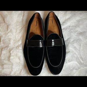 Massimo Matteo Mens Black Velvet Dress Shoes